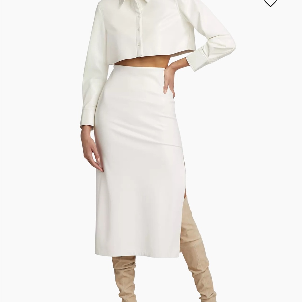 Alice + Olivia White Vegan Leather Slip Skirt